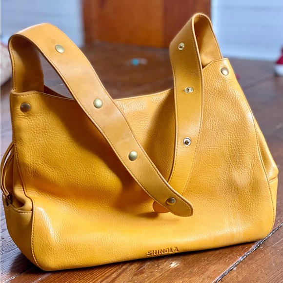 SHINOLA Yellow Pebbled Leather Tote Bag - Picture 2 of 16